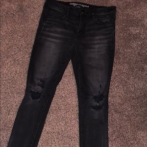 AE destroyed black denim jeans super stretch